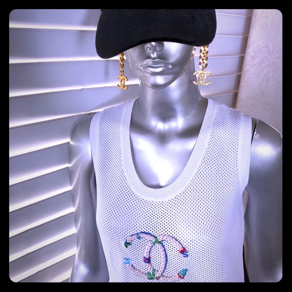 CHANEL Dresses & Skirts - STEAL💕Chanel Spring 2019 Mesh Net Logo Racerback